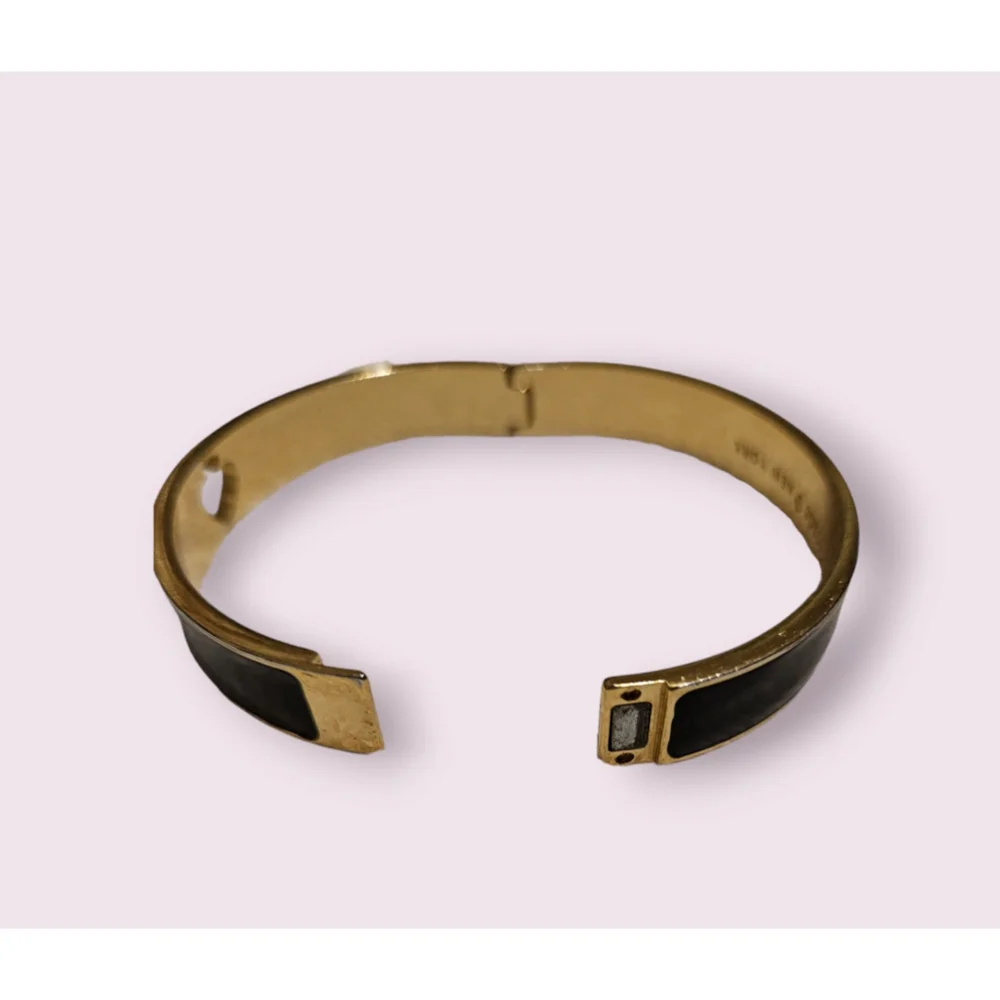 Kate Spade Black Enamel Hinged Bangle Bracelet w/bag - Picture 9 of 11